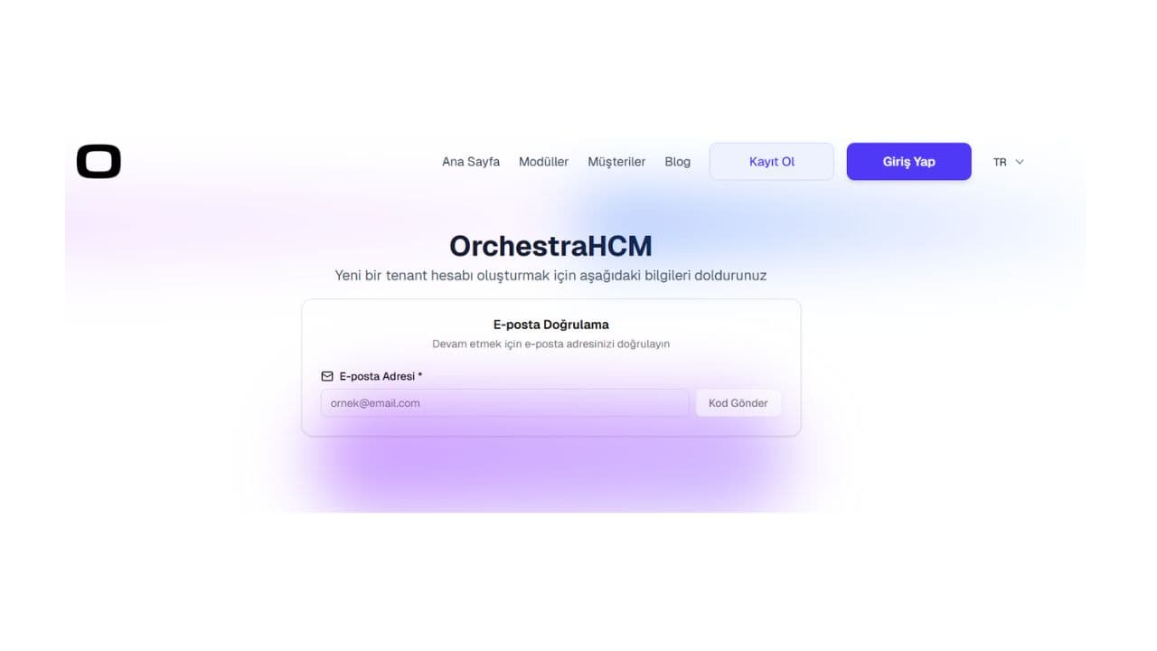 OrchestraHCM Kayıt Olma Ekranı